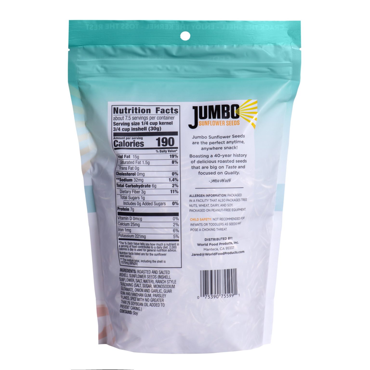 Wild Ranch Seeds (16oz) Jumbo Sunflower Seeds + Snacks