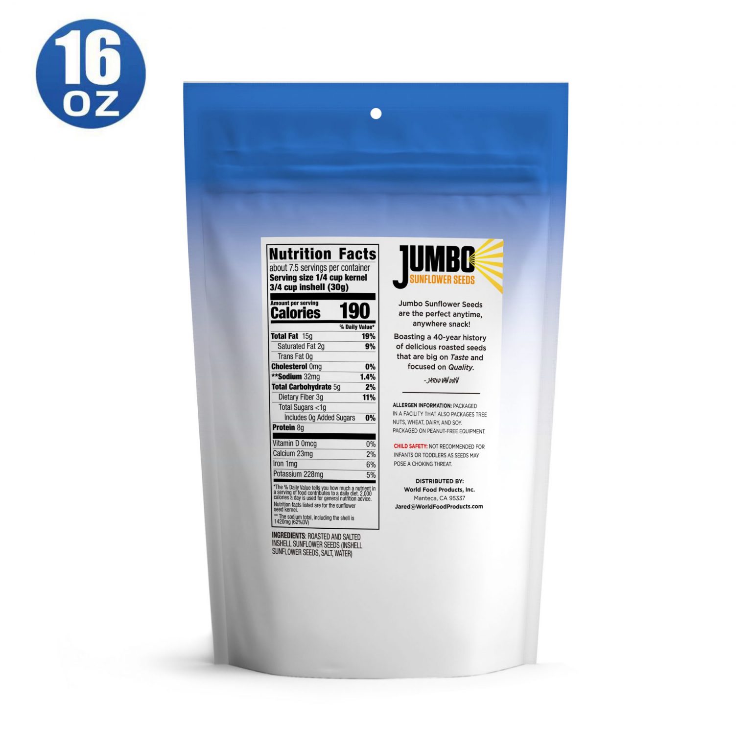 Jumbo Sunflower Seeds Original (16 oz) Jumbo Sunflower Seeds