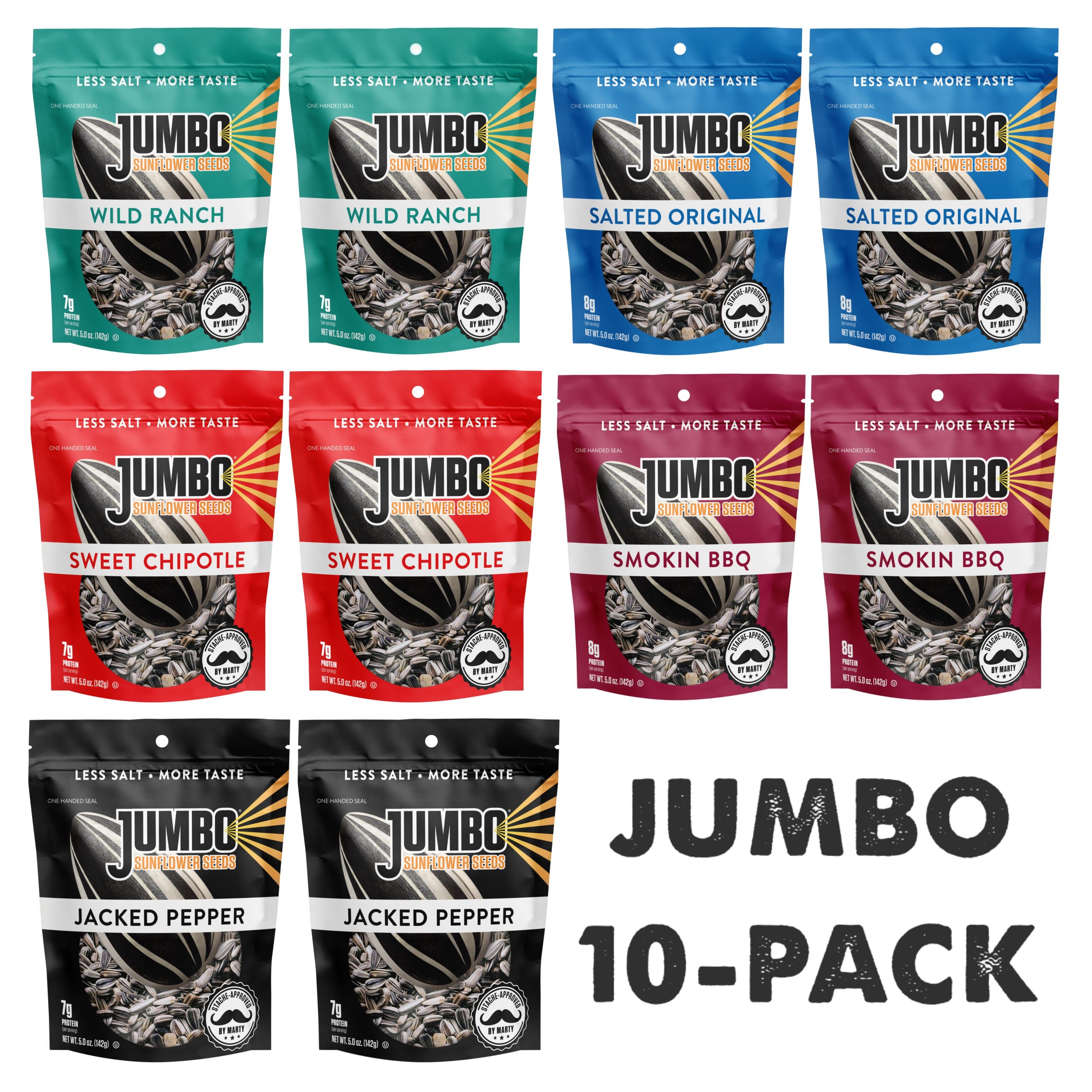 Jumbo Sunflower Seeds Sampler Pack (10 Bags)